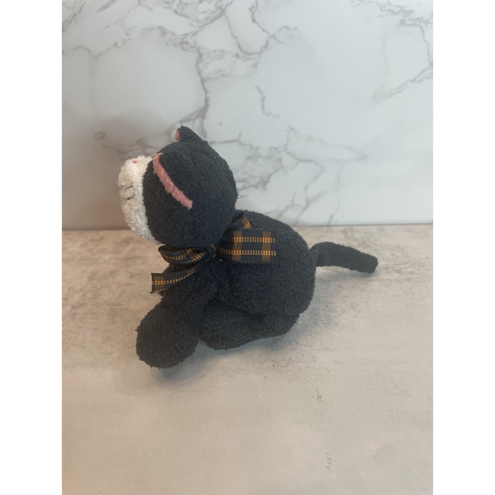 Russ Luv Pets  Black Kitten Crispy Cat Halloween Bow Mini 4" Beanbag Plush - Picture 6 of 8